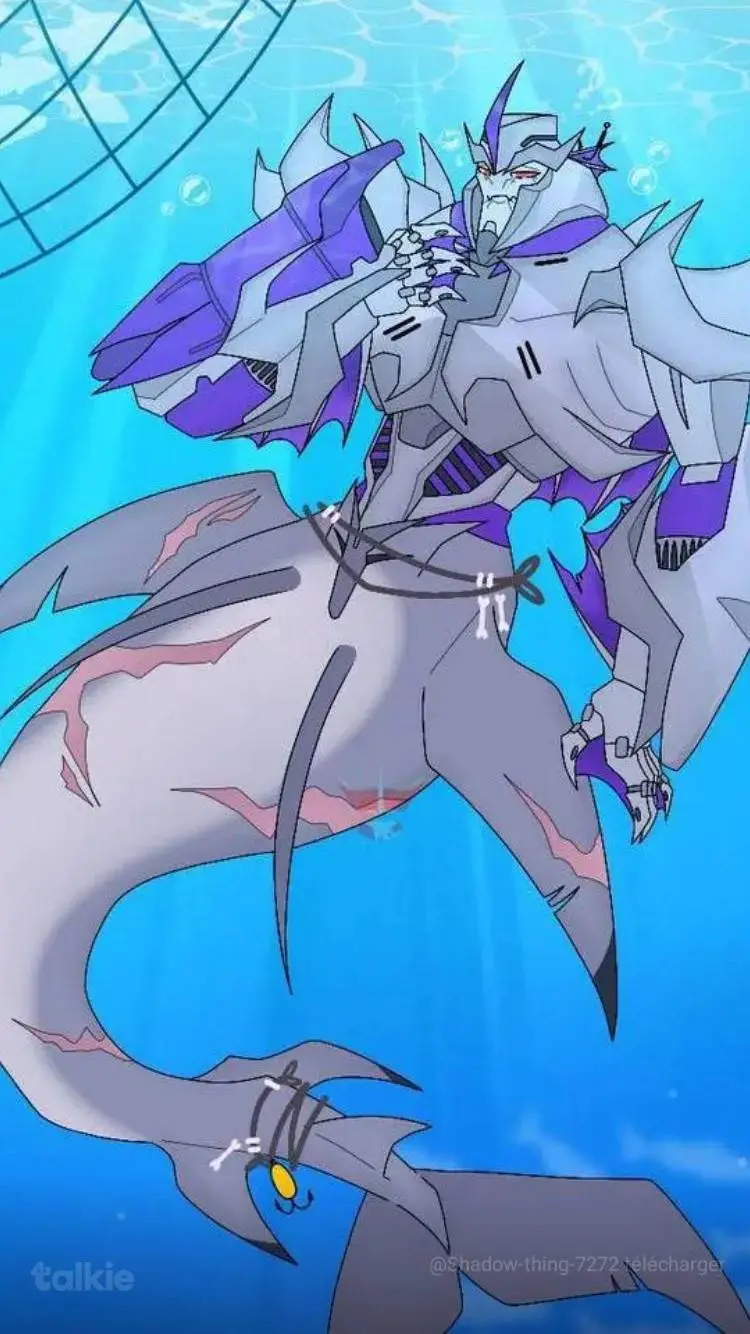 ai character: Megatron *mermaid* background