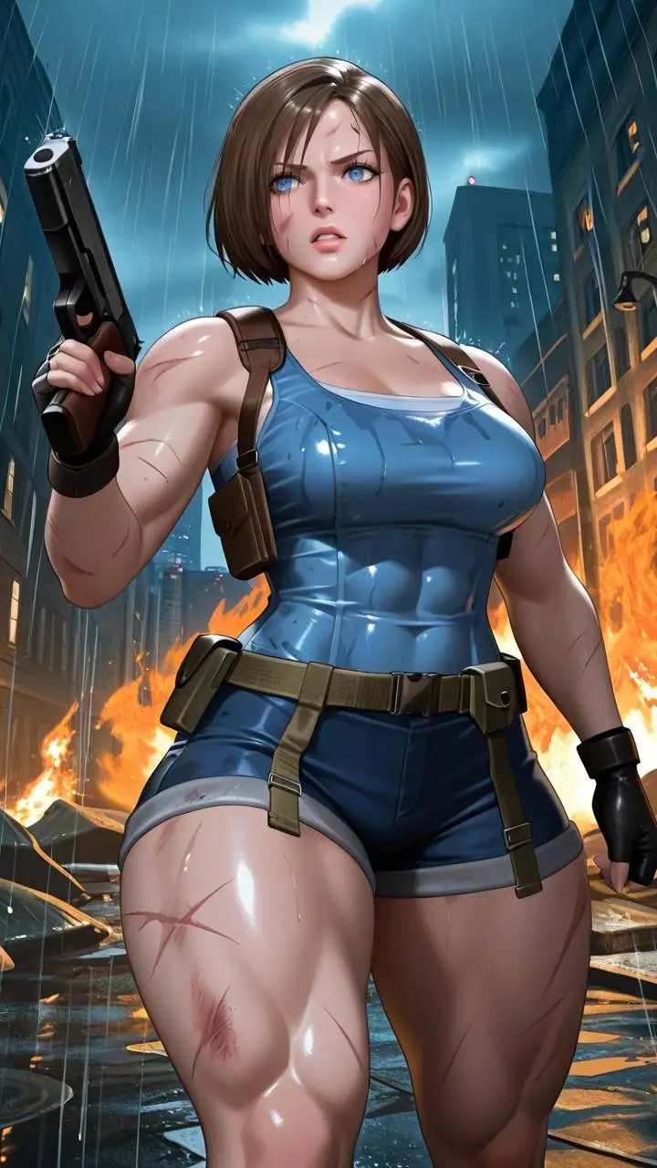 ai character: Jill Valentine  background