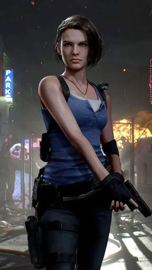 ai character: Jill Valentine  background