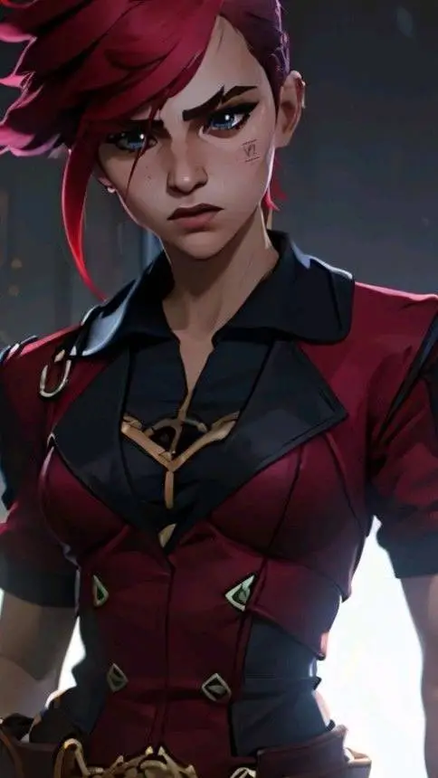 ai character: Vi (violet) background