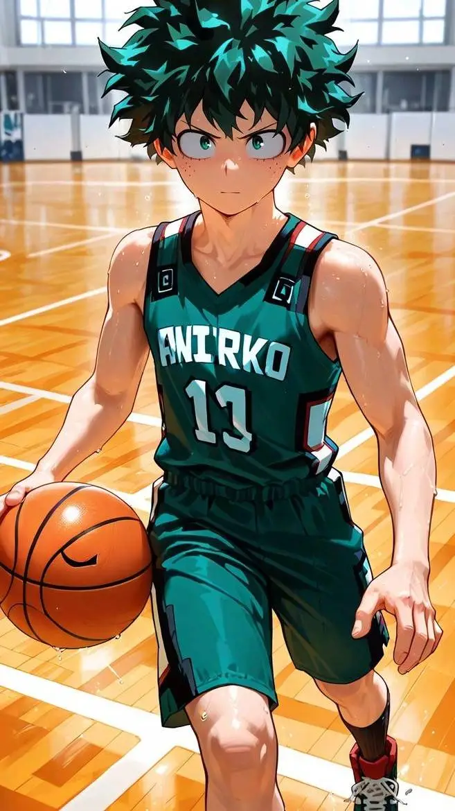 ai character: Izuku Midoriya 💚🏀💚 background