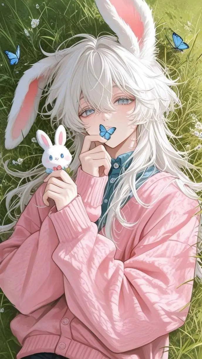ai character: Clover White🤍🐰 background