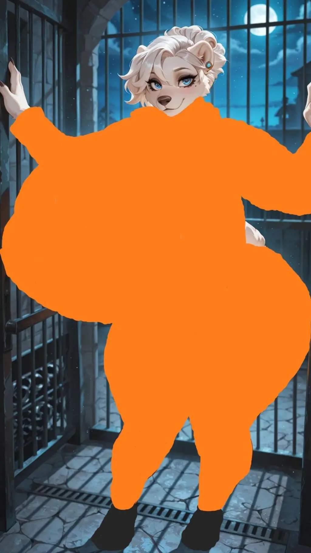 ai character: PRISON POLAR BEAR  background