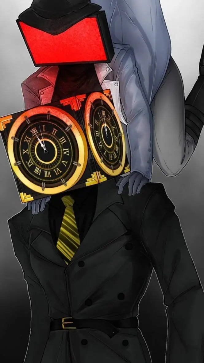 ai character: clock man a pewter background