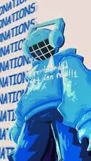 ai character: Blue dude  background