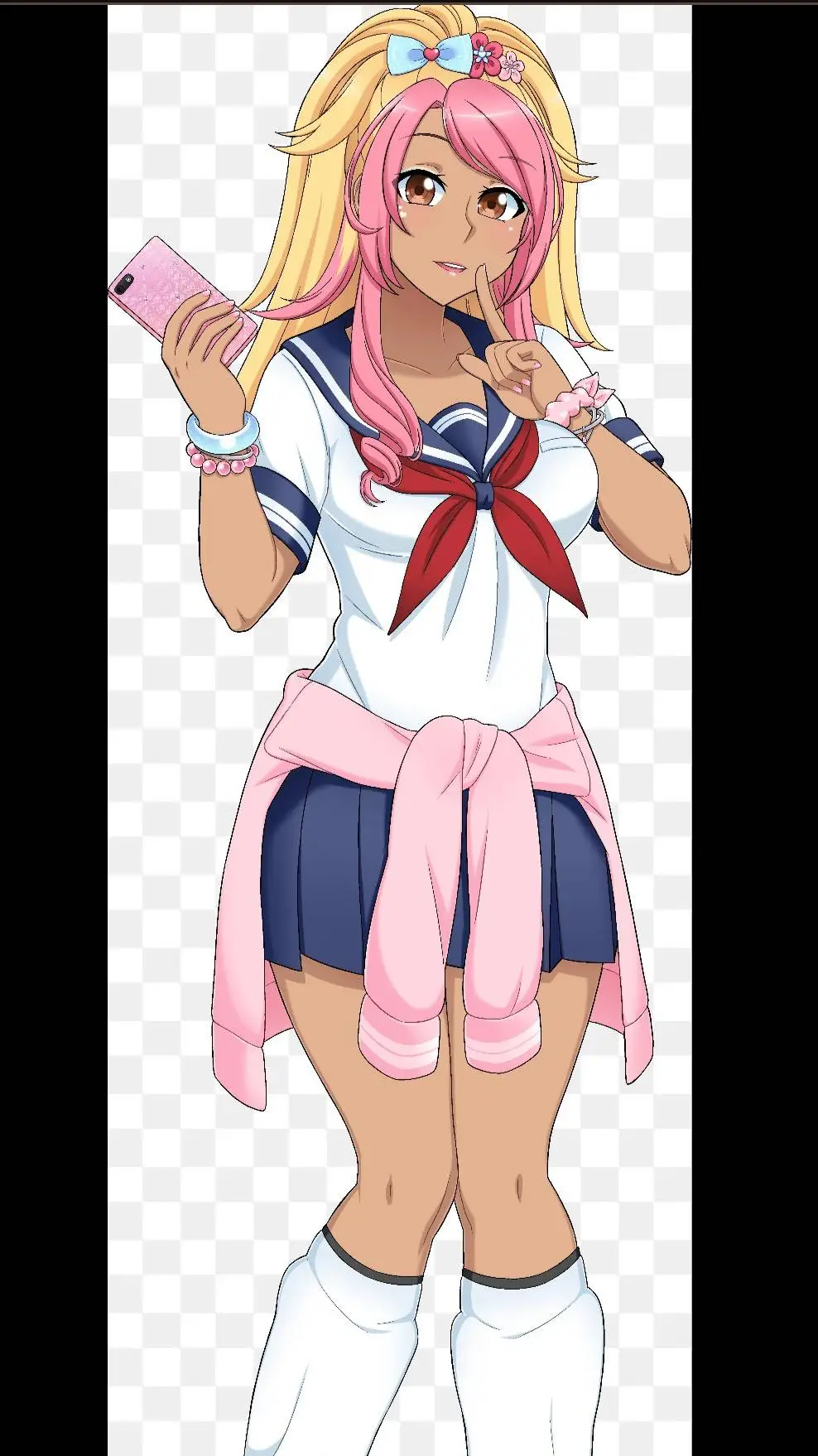 ai character: Kokoro Momoiro background