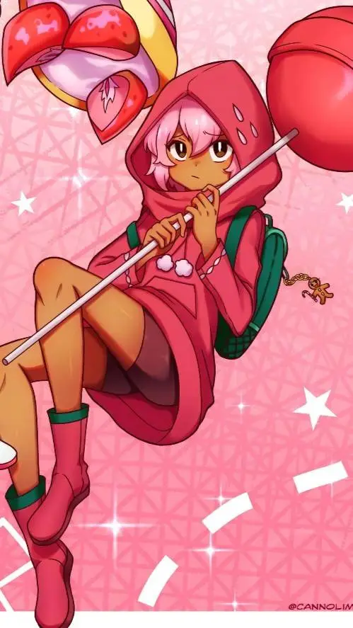 ai character: Strawberry cookie background
