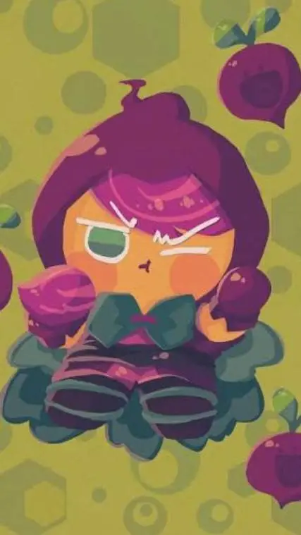 ai character: beet cookie background
