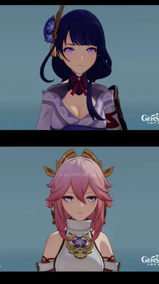 ai character: Raiden & Yae miko background