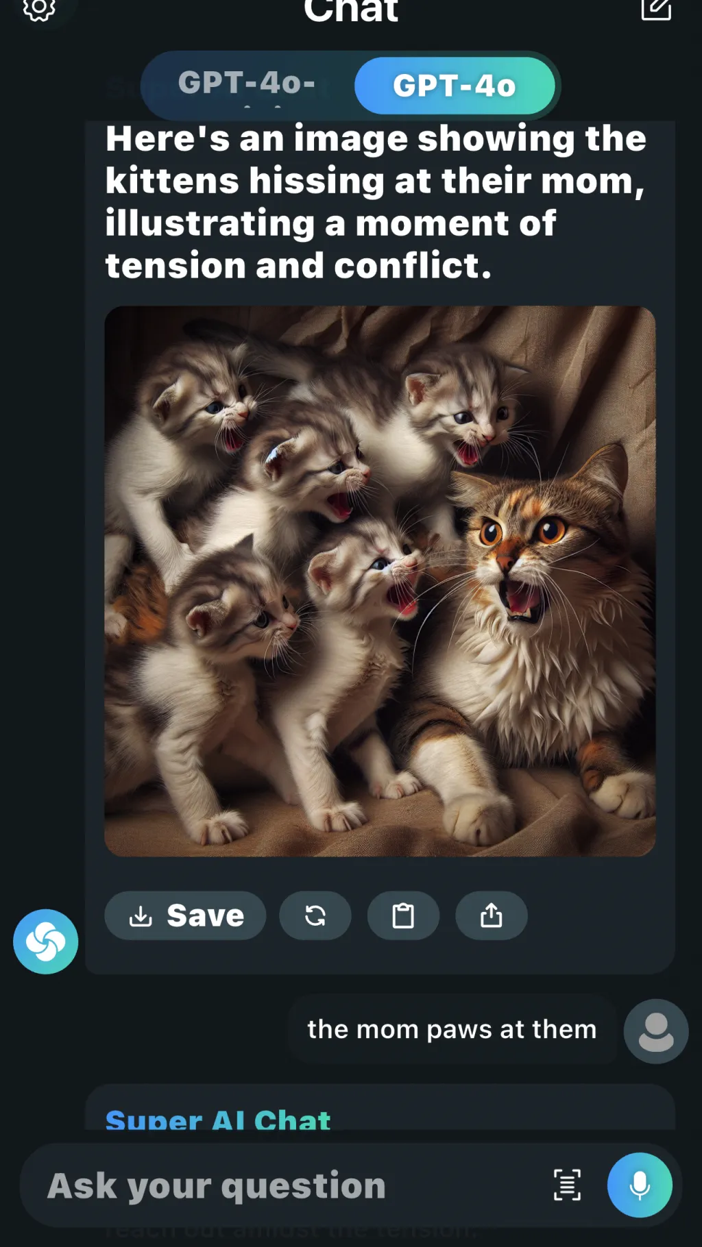 ai character: Mommy cat background
