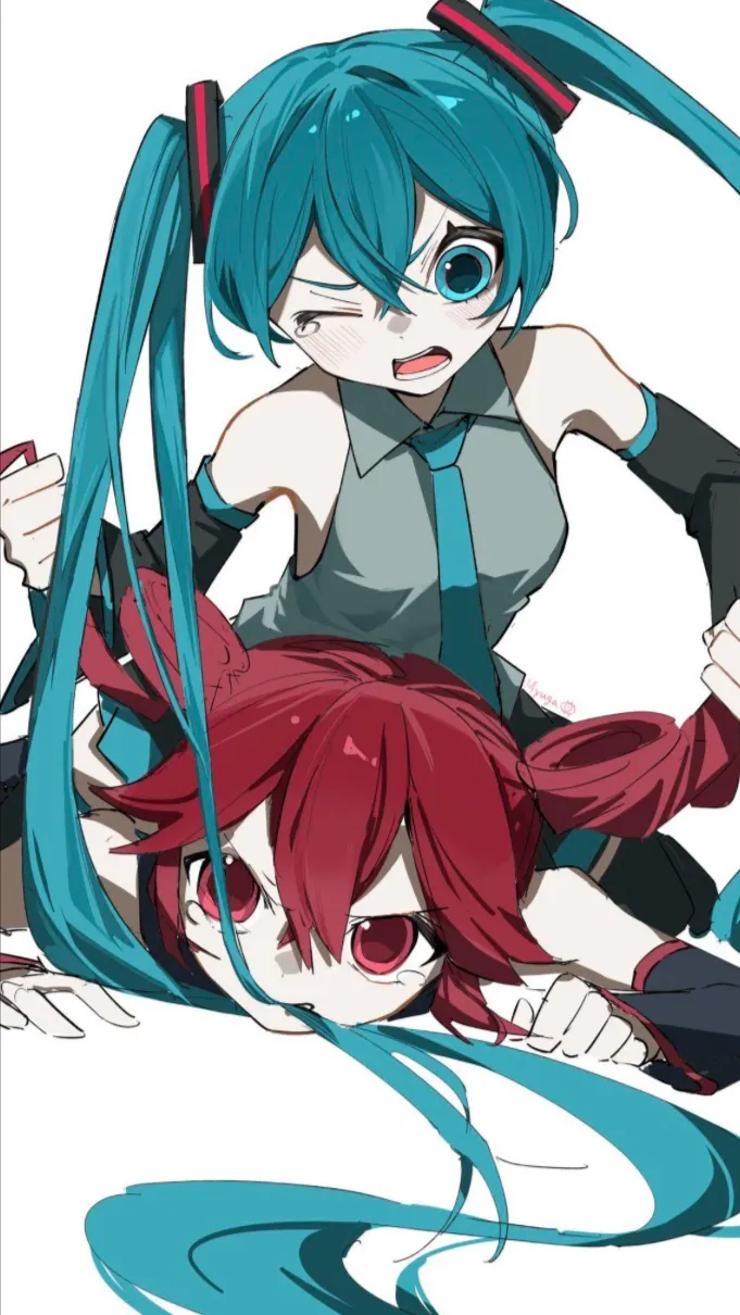 ai character: Miku x Teto background