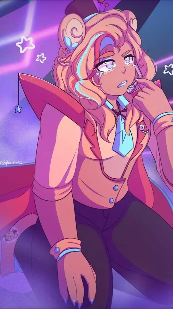 ai character: FNIA glam Freddy  background