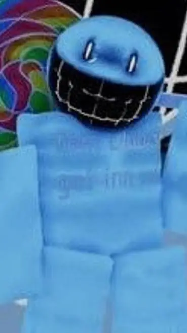 ai character: blue dude  background