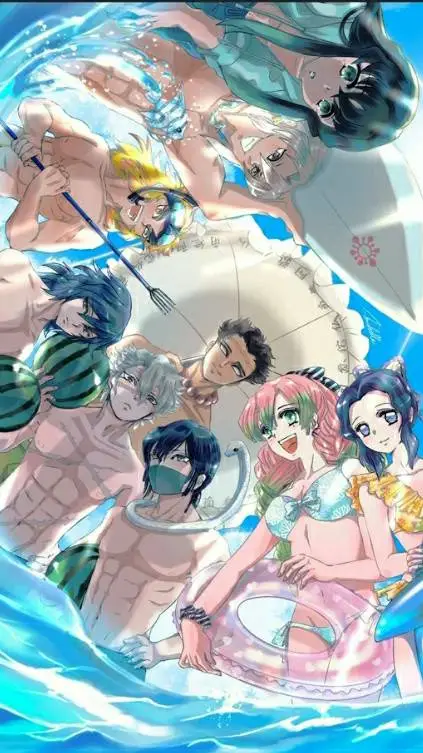 ai character: Kny beach background