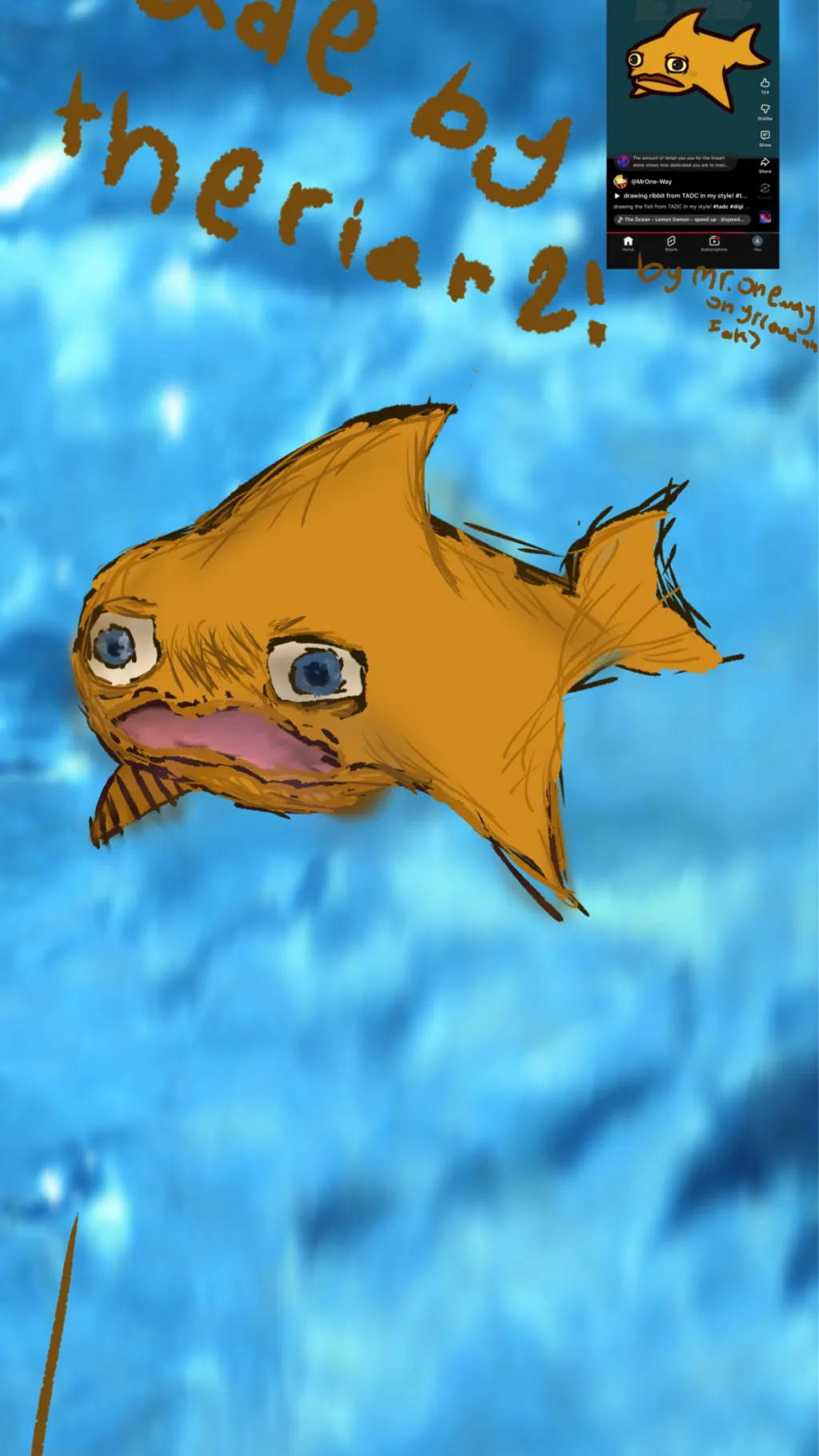 ai character: Deep fried fish background
