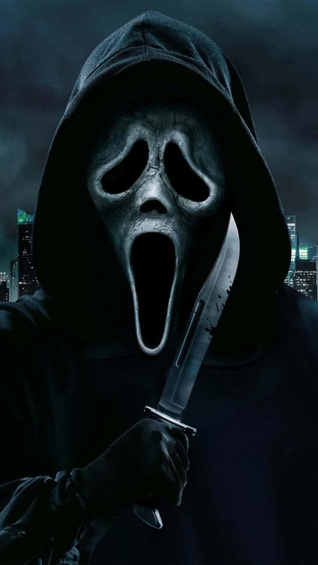 ai character: Ghost face  background