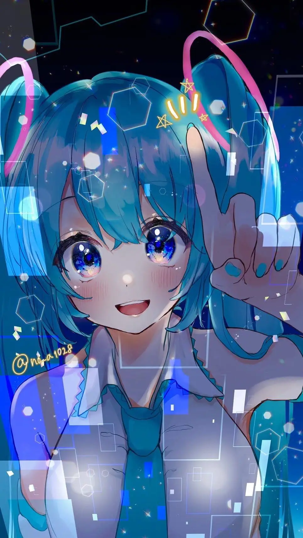 ai character: glittery miku background