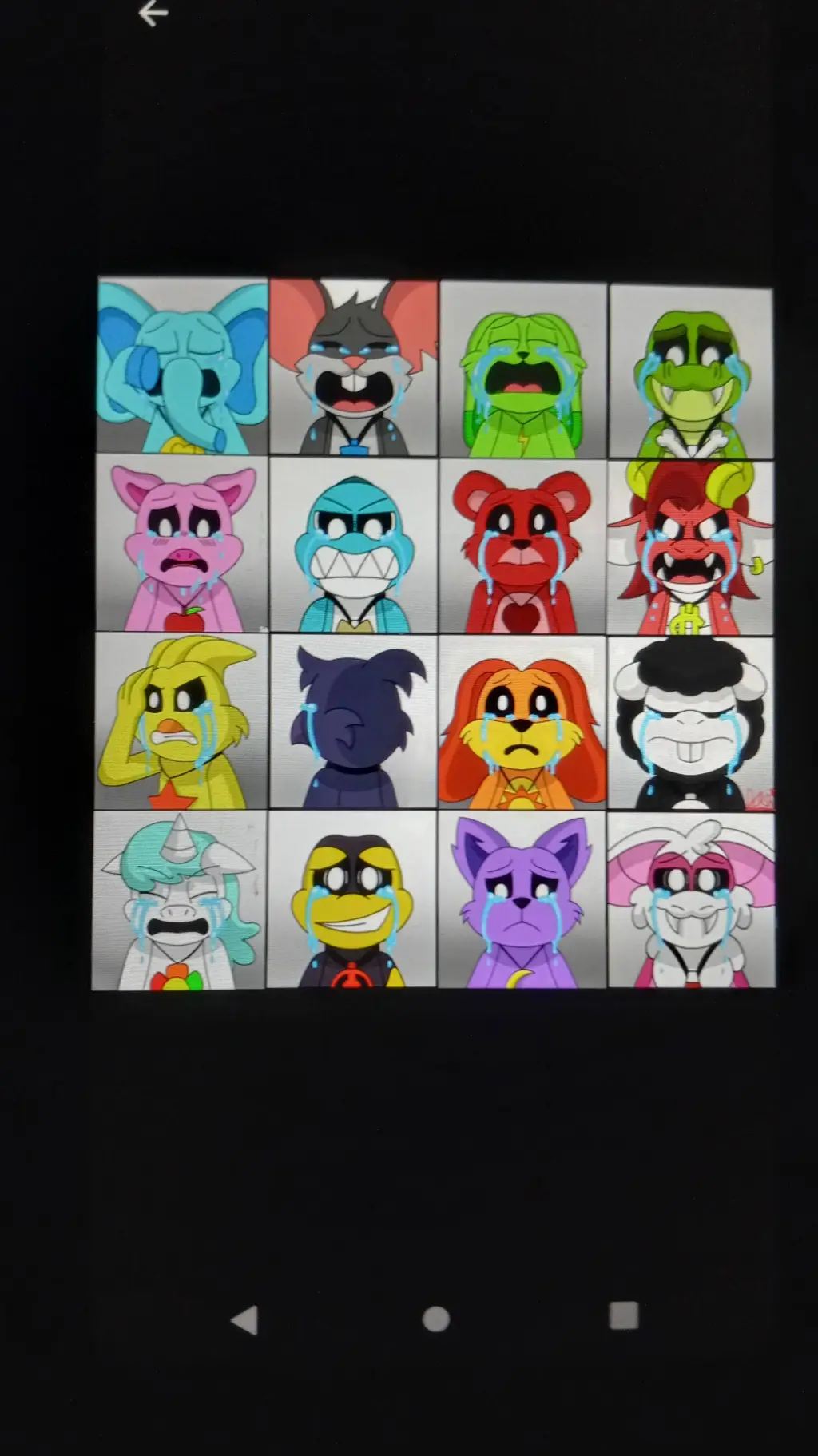 ai character: sad crying Critter background