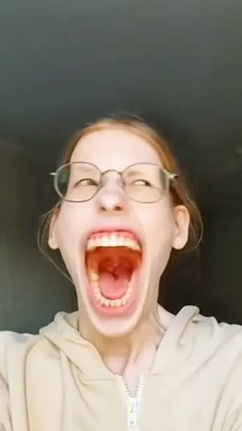 ai character: Big mouth woman  background