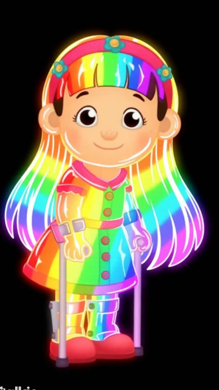 ai character: rainbow Chrissy background