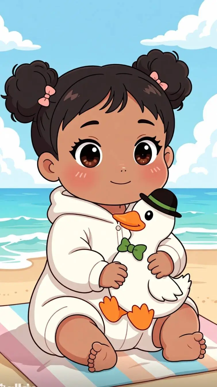 ai character: baby Emmie  background