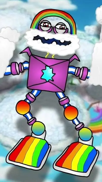 ai character: cloud wubbox  background