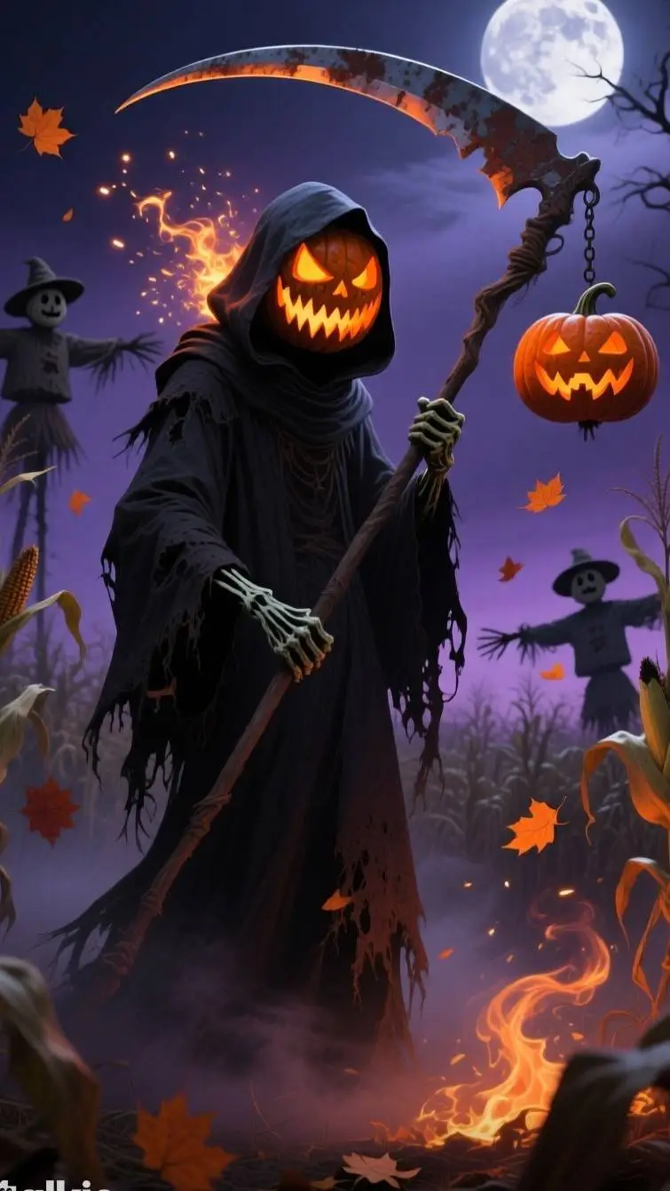 ai character: pumpkin reaper background