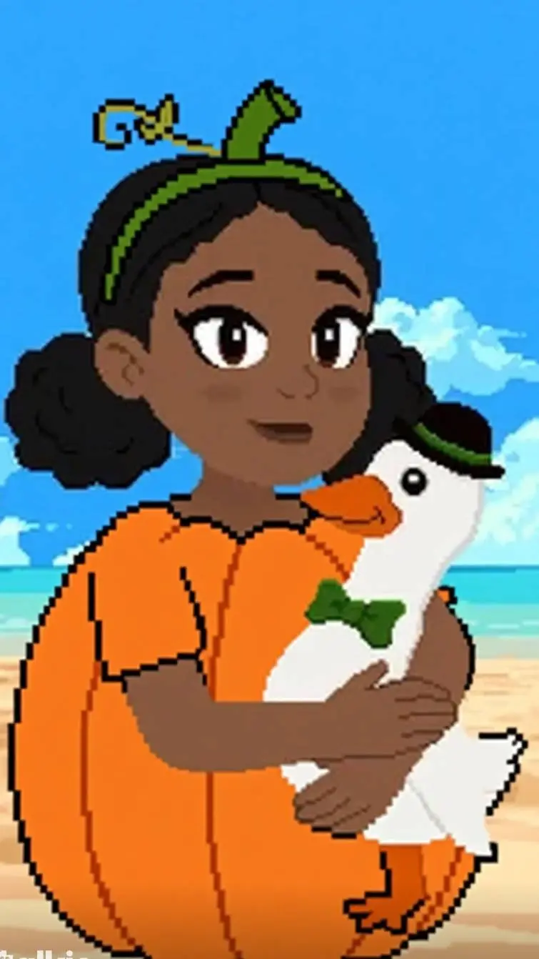 ai character: pumpkin Emmie  background