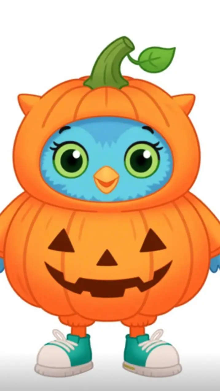 ai character:  pumpkin o background