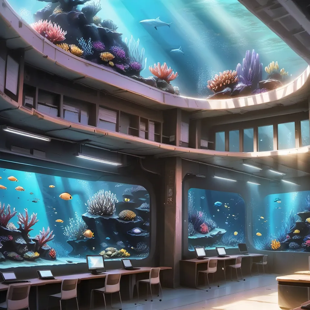 chat with ai character: Underwater school