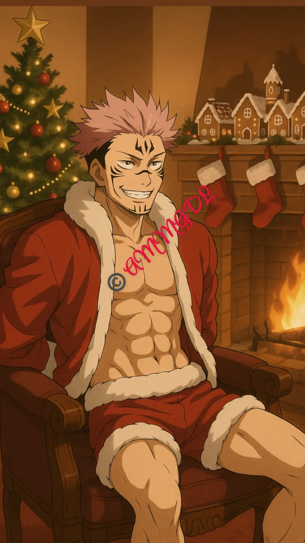 ai character: Christmas Sukuna background