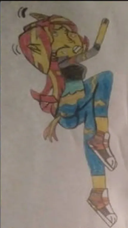 ai character: Sunset wolf girl background