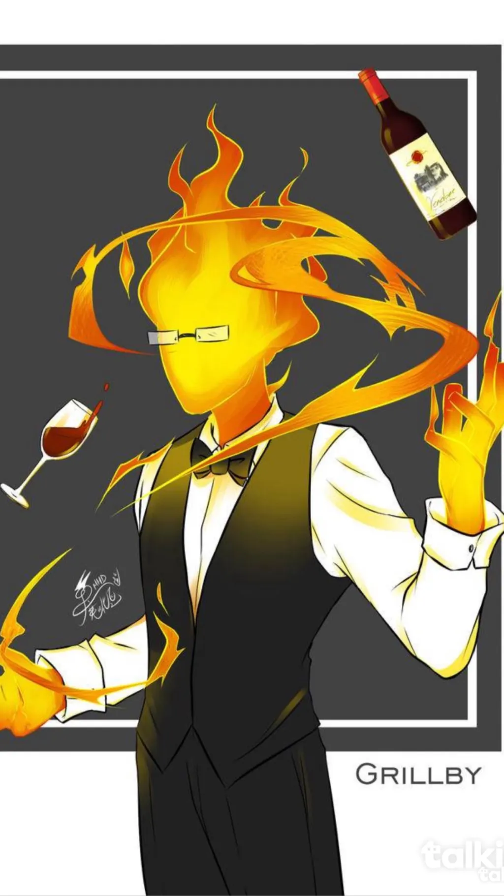 ai character: Grillby background