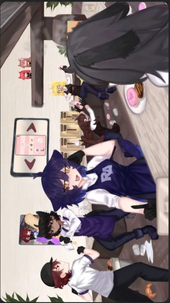 ai character: The Hybrid Cafè background