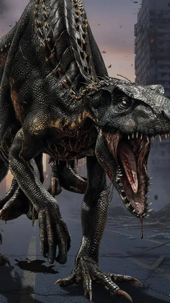 ai character: indoraptor zombie  background