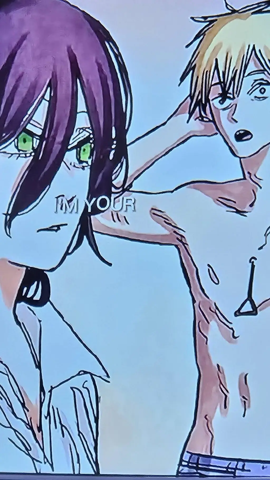 ai character: Reze and Denji background