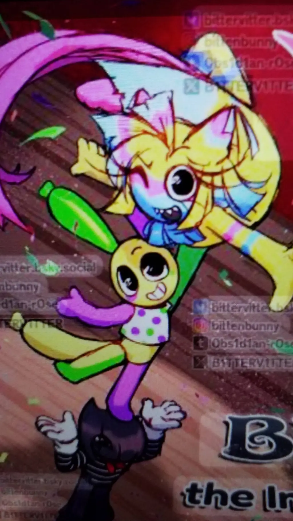 ai character: Circus trio!🌈🤡 background