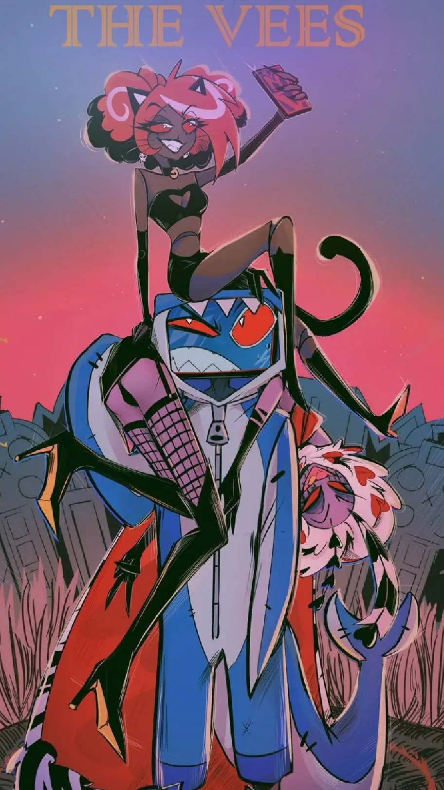 ai character: Vees Halloween background