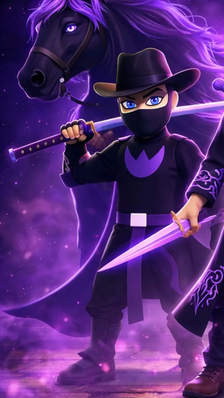 ai character: The Purple Knight  background