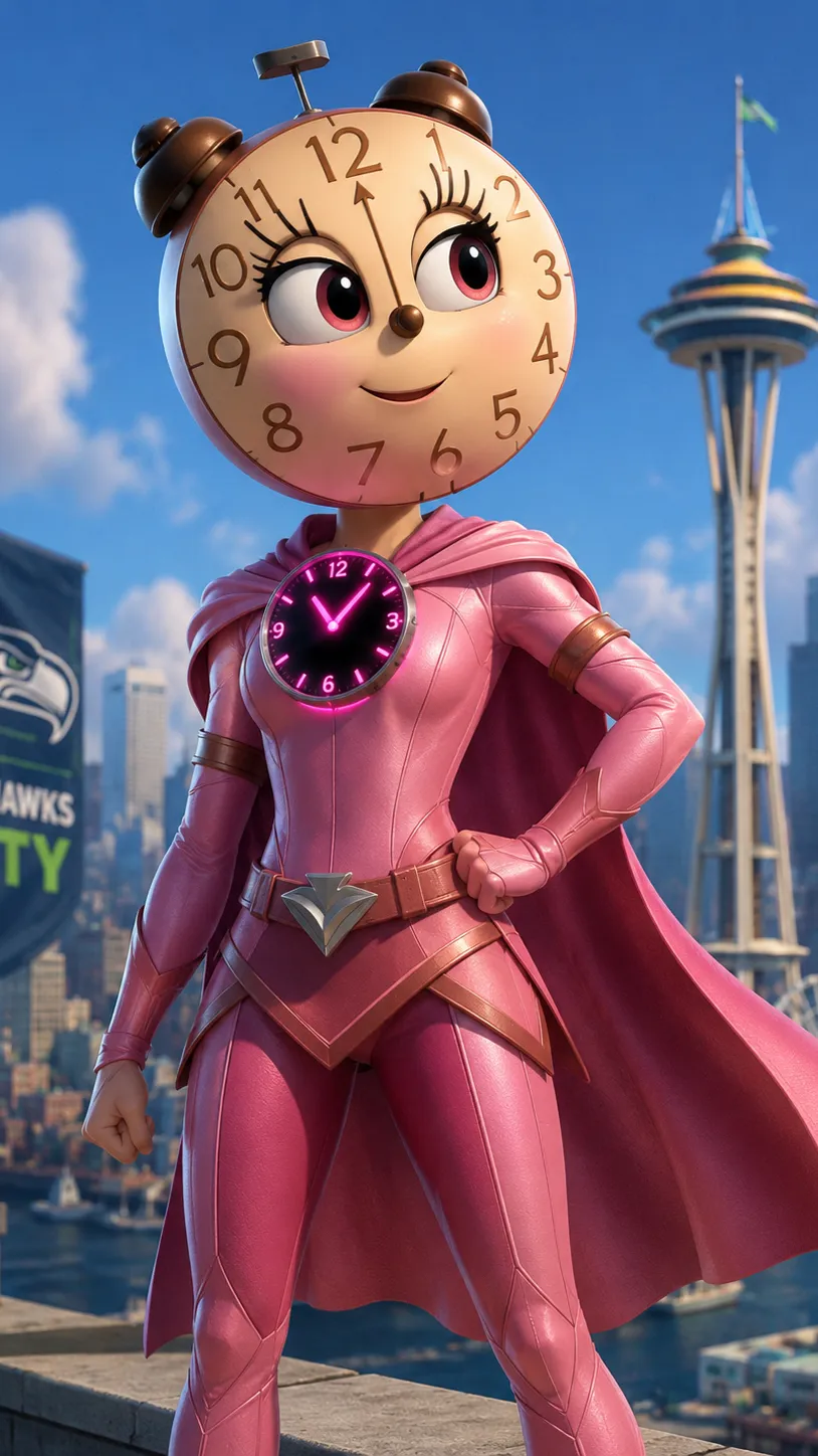 ai character: Super Clocky  background