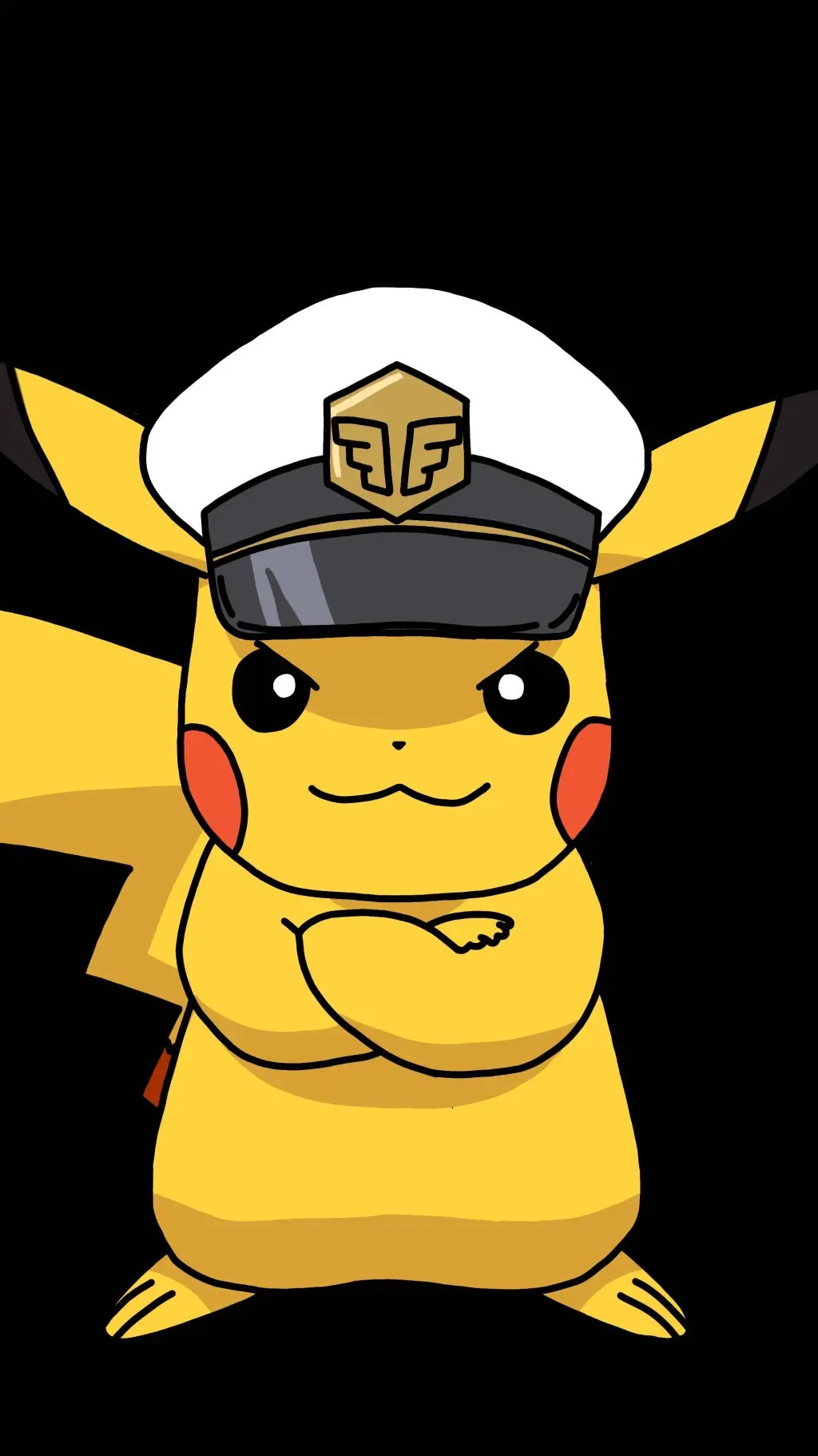 ai character: captain Pikachu  background