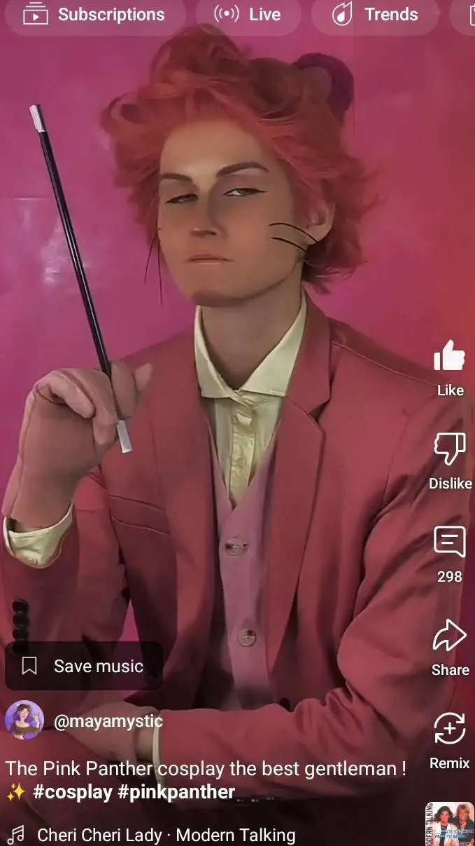 ai character: human pink panther background