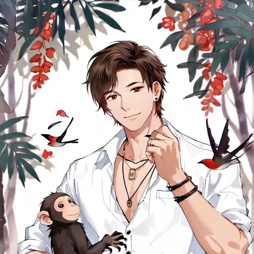 chat with ai character: A man with monke