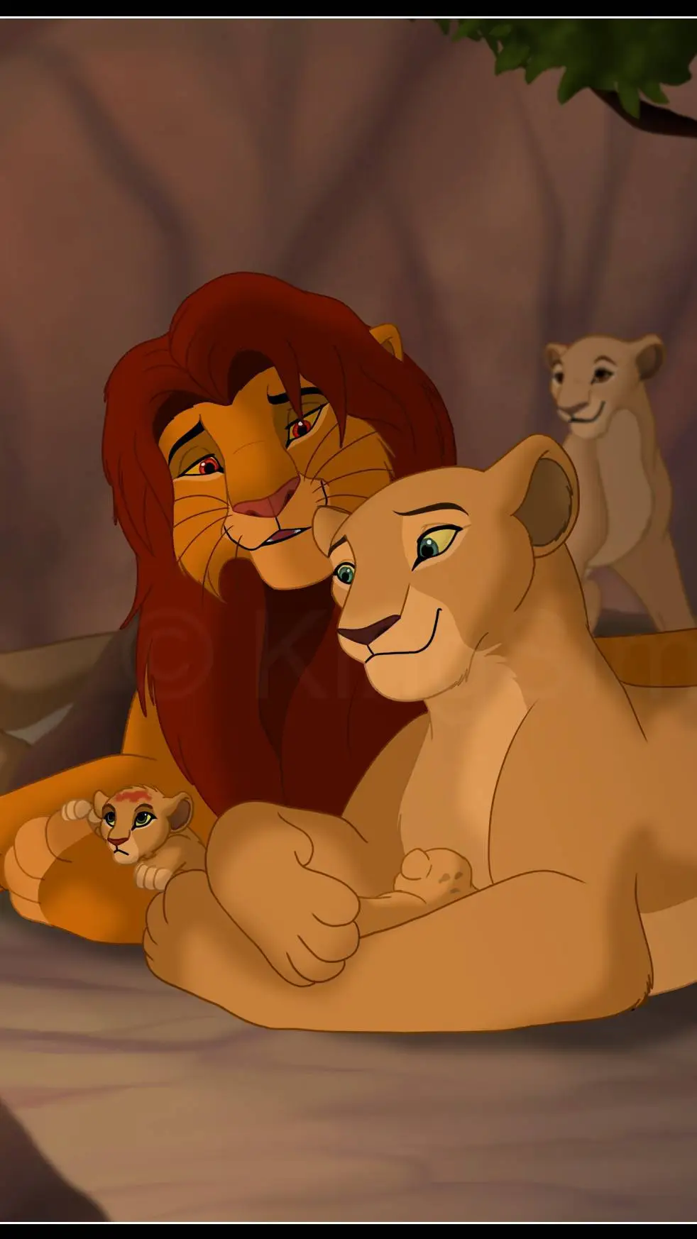 ai character: Simba and Nala background