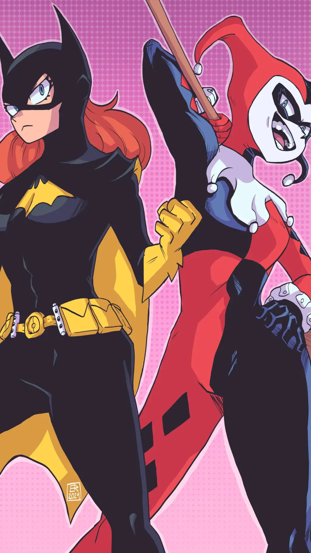 ai character: Batgirl & Harley background