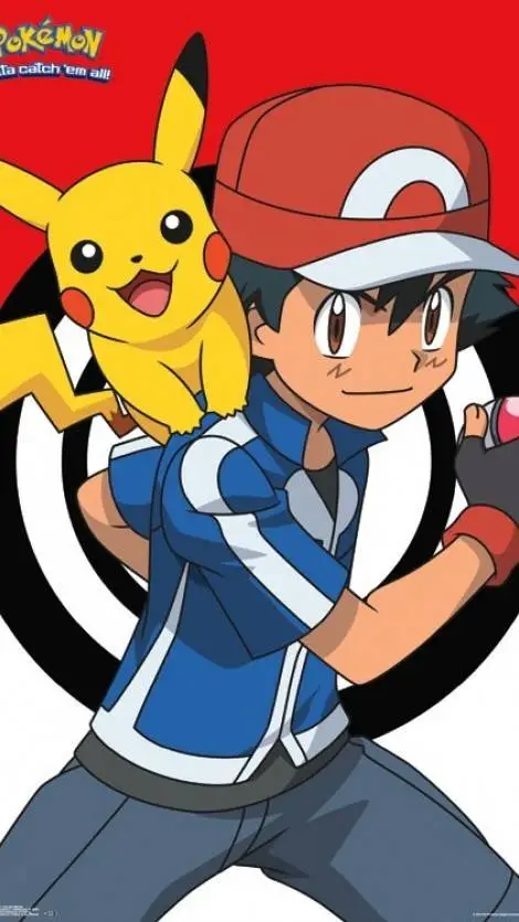 ai character: Ash & Pikachu background