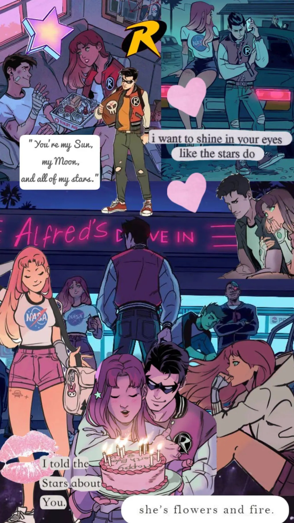 ai character: Starfire x Robin background