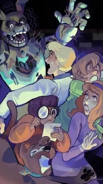 ai character: Scooby-Doo x Fnaf background