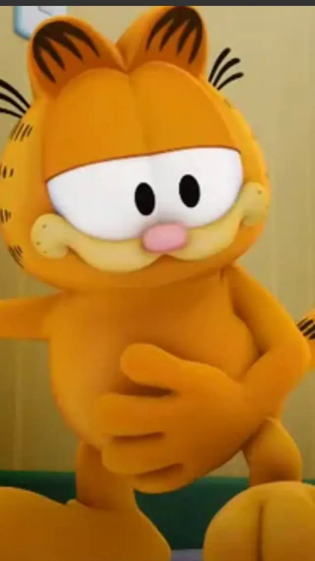 ai character: happy Garfield  background