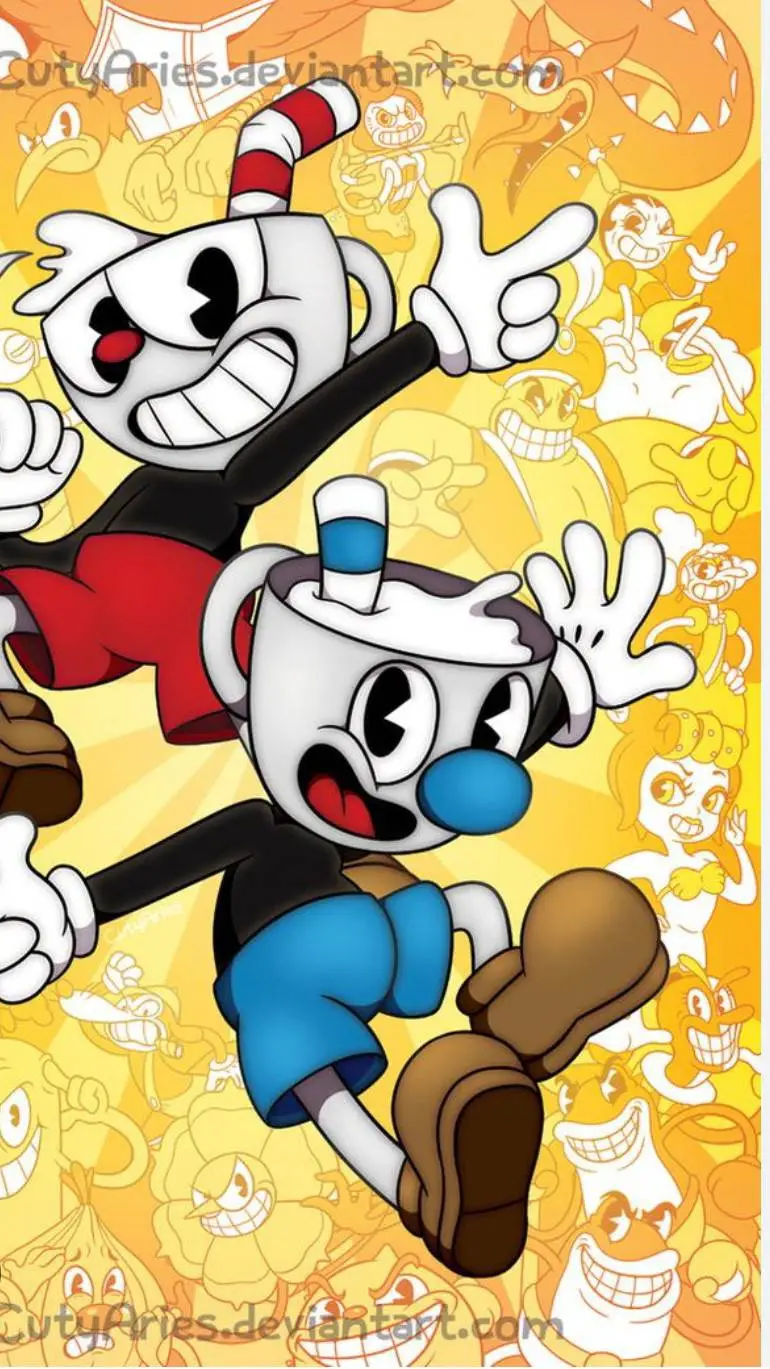 ai character: cuphead❤️xmugman💙 background
